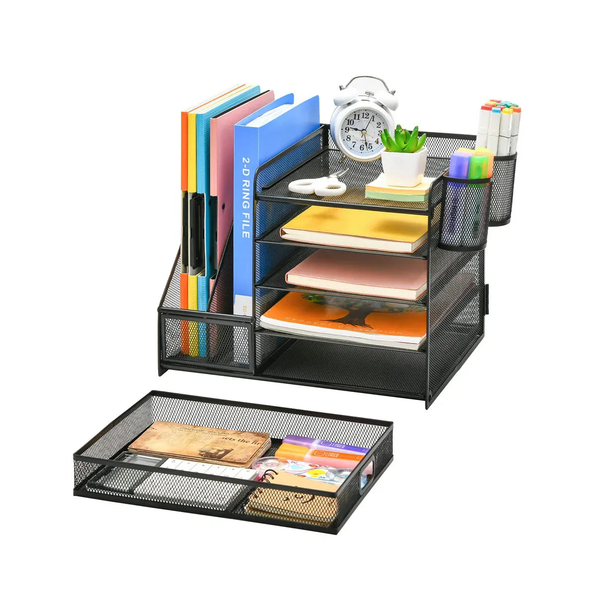 Multi-Tier Desktop Organizer File Holder Document Storage Rack Office Shelf