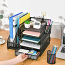 Multi-Tier Desktop Organizer File Holder Document Storage Rack Office Shelf