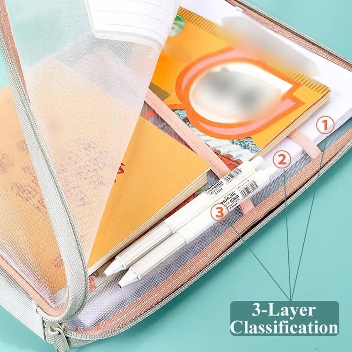 4PCS A4 Clear Zipper File Storage Bags Large Capacity for Documents Books Papers