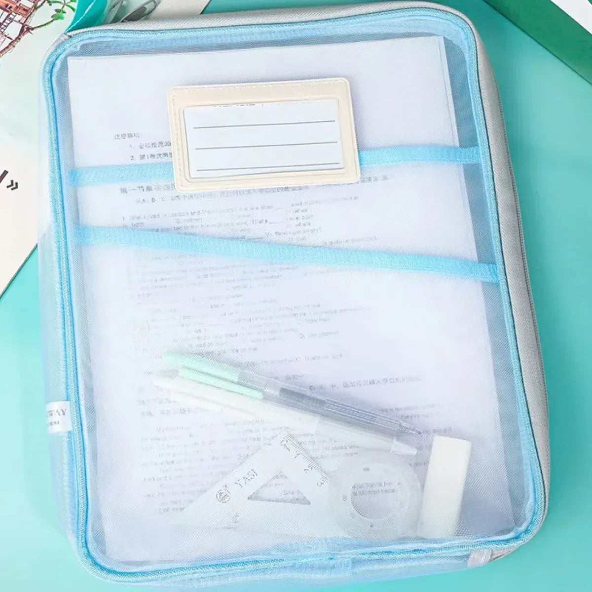 4PCS A4 Clear Zipper File Storage Bags Large Capacity for Documents Books Papers