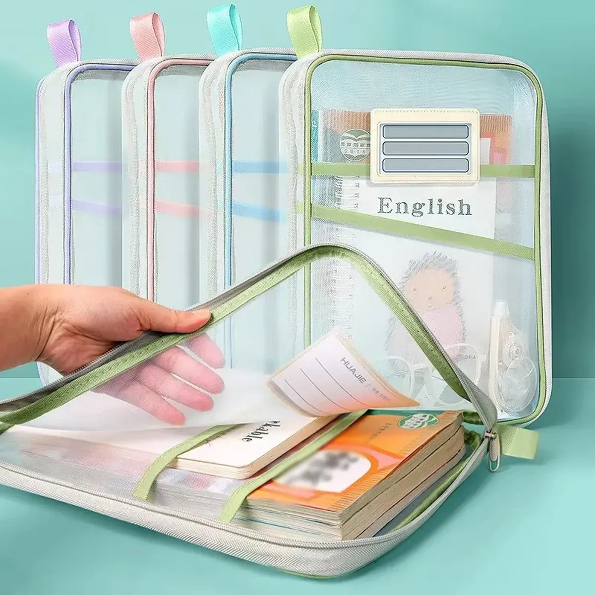 4PCS A4 Clear Zipper File Storage Bags Large Capacity for Documents Books Papers