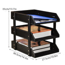 3 Tier Faux Leather File Tray Desktop Document Organiser 36.5x27.5x35cm