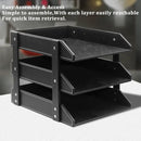 3 Tier Faux Leather File Tray Desktop Document Organiser 36.5x27.5x35cm