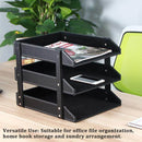 3 Tier Faux Leather File Tray Desktop Document Organiser 36.5x27.5x35cm