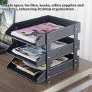 3 Tier Faux Leather File Tray Desktop Document Organiser 36.5x27.5x35cm