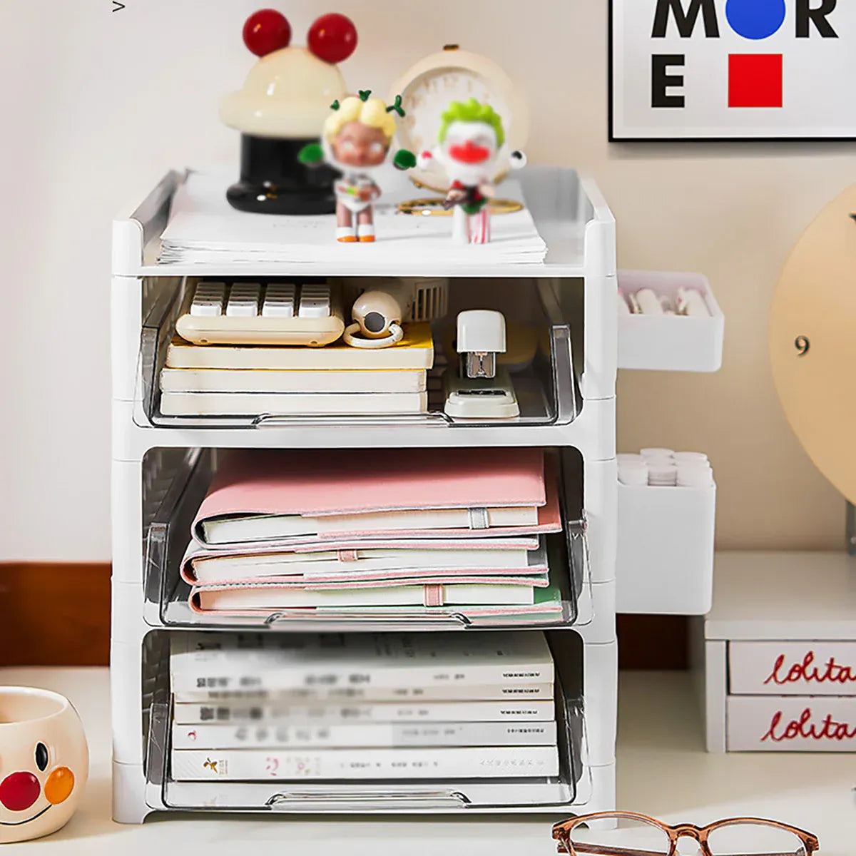 Desktop Pegboard Drawer Storage Shelf Multi Layer Home Office Desk Organiser - 4-Layer