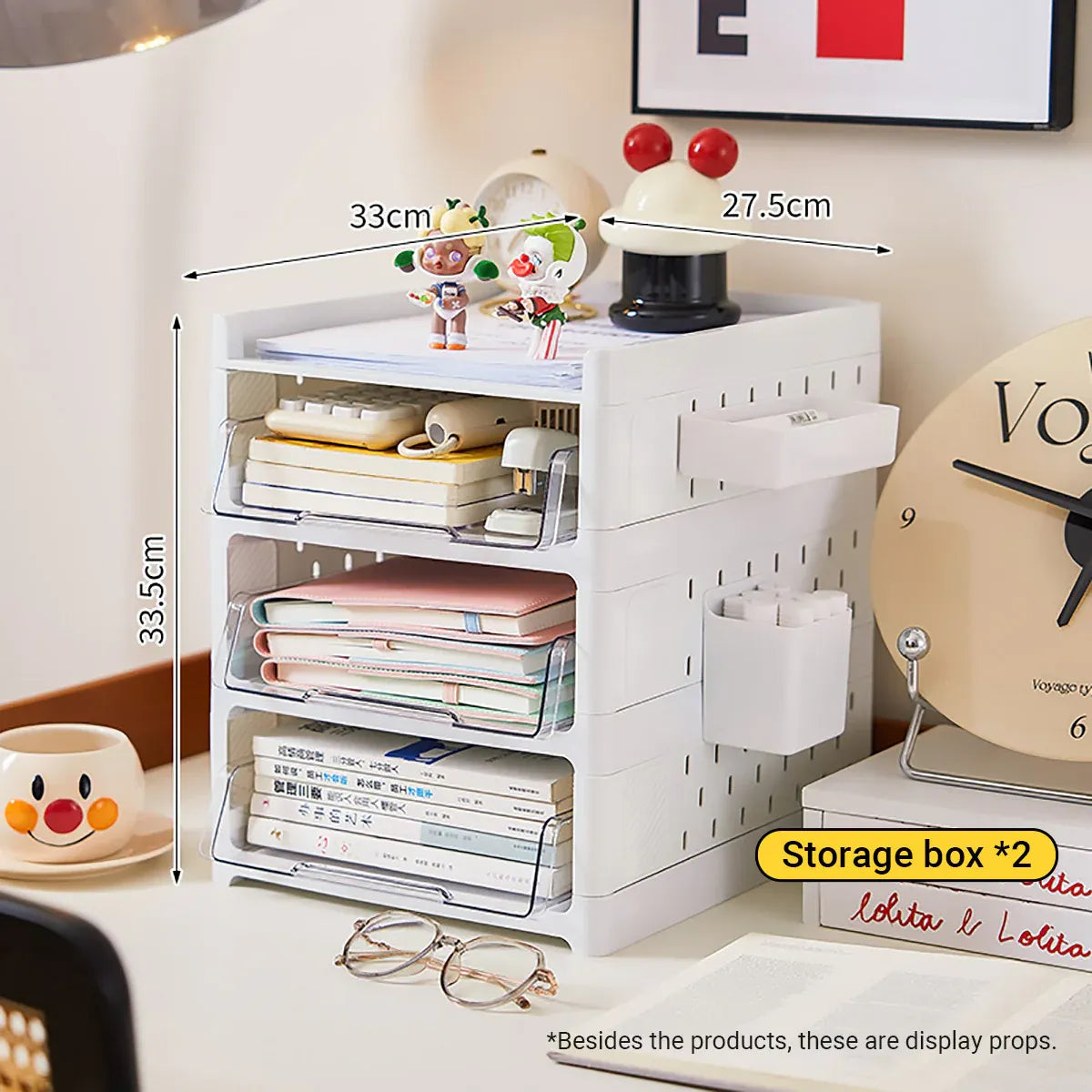 Desktop Pegboard Drawer Storage Shelf Multi Layer Home Office Desk Organiser - 4-Layer