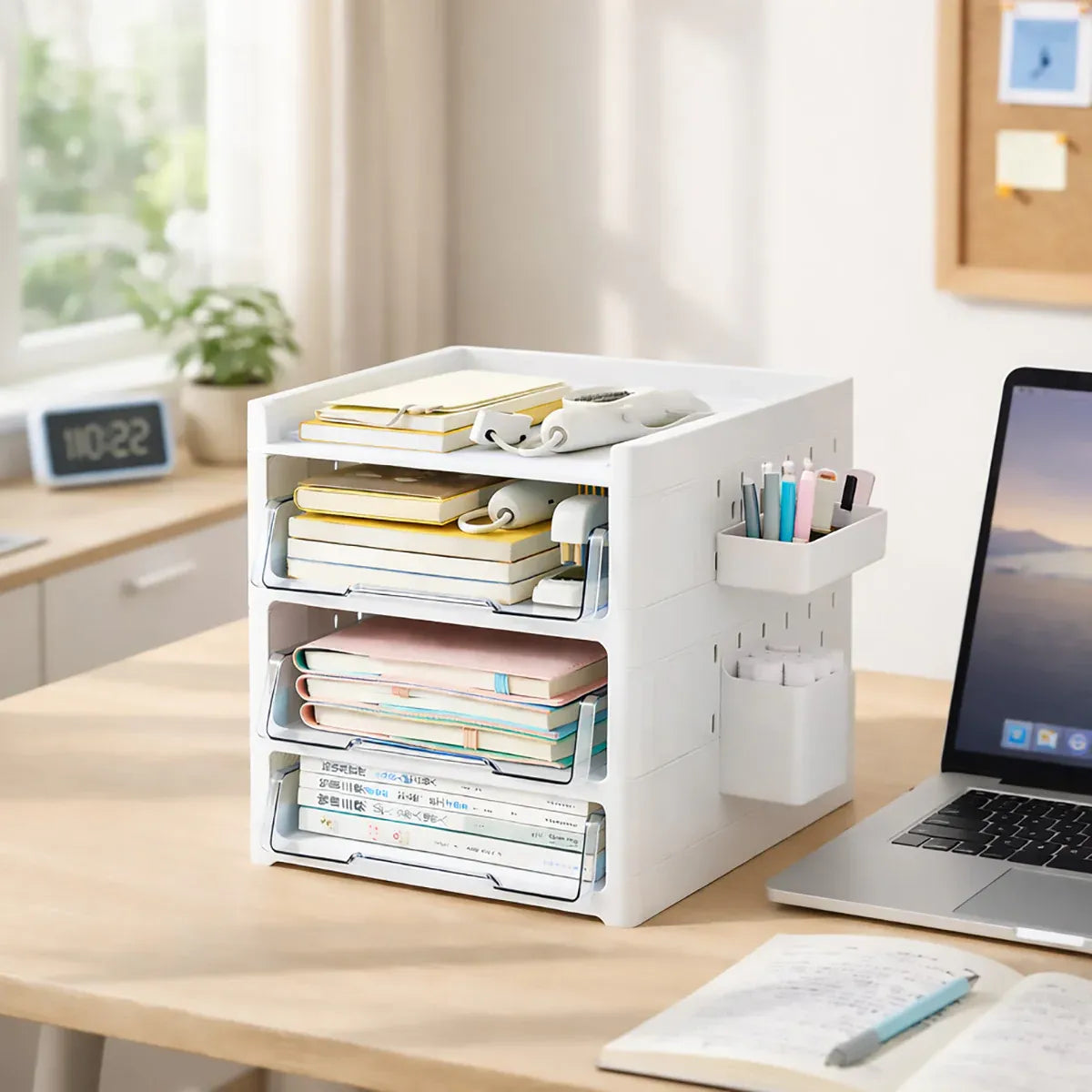 Desktop Pegboard Drawer Storage Shelf Multi Layer Home Office Desk Organiser - 4-Layer