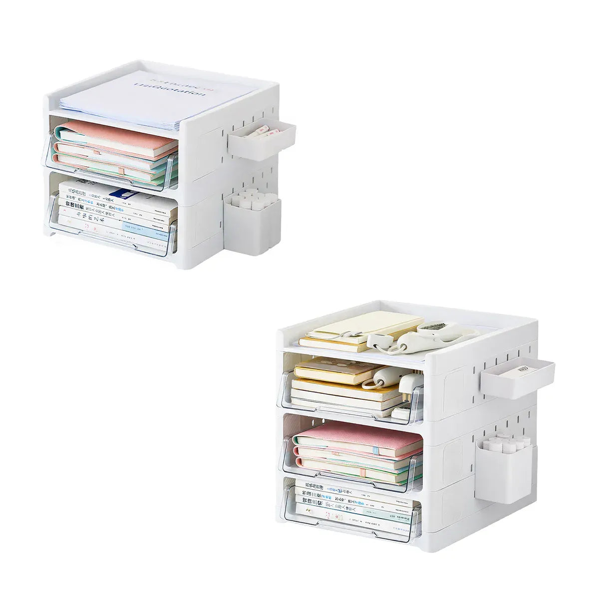 Desktop Pegboard Drawer Storage Shelf Multi Layer Home Office Desk Organiser - 4-Layer