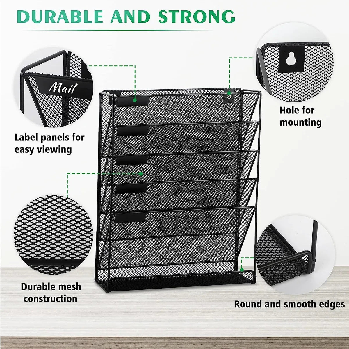 6 Layer Grid File Organizer Office Document Storage Rack Desktop Paper Sorter