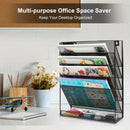 6 Layer Grid File Organizer Office Document Storage Rack Desktop Paper Sorter