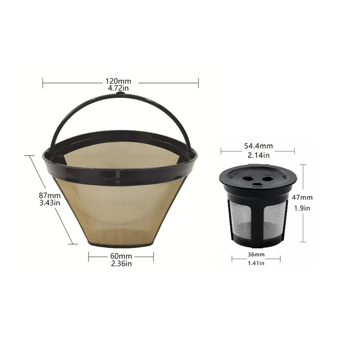 Coffee Machine Filter Standard Model Golden 304 Stainless Steel Outlet Funnel