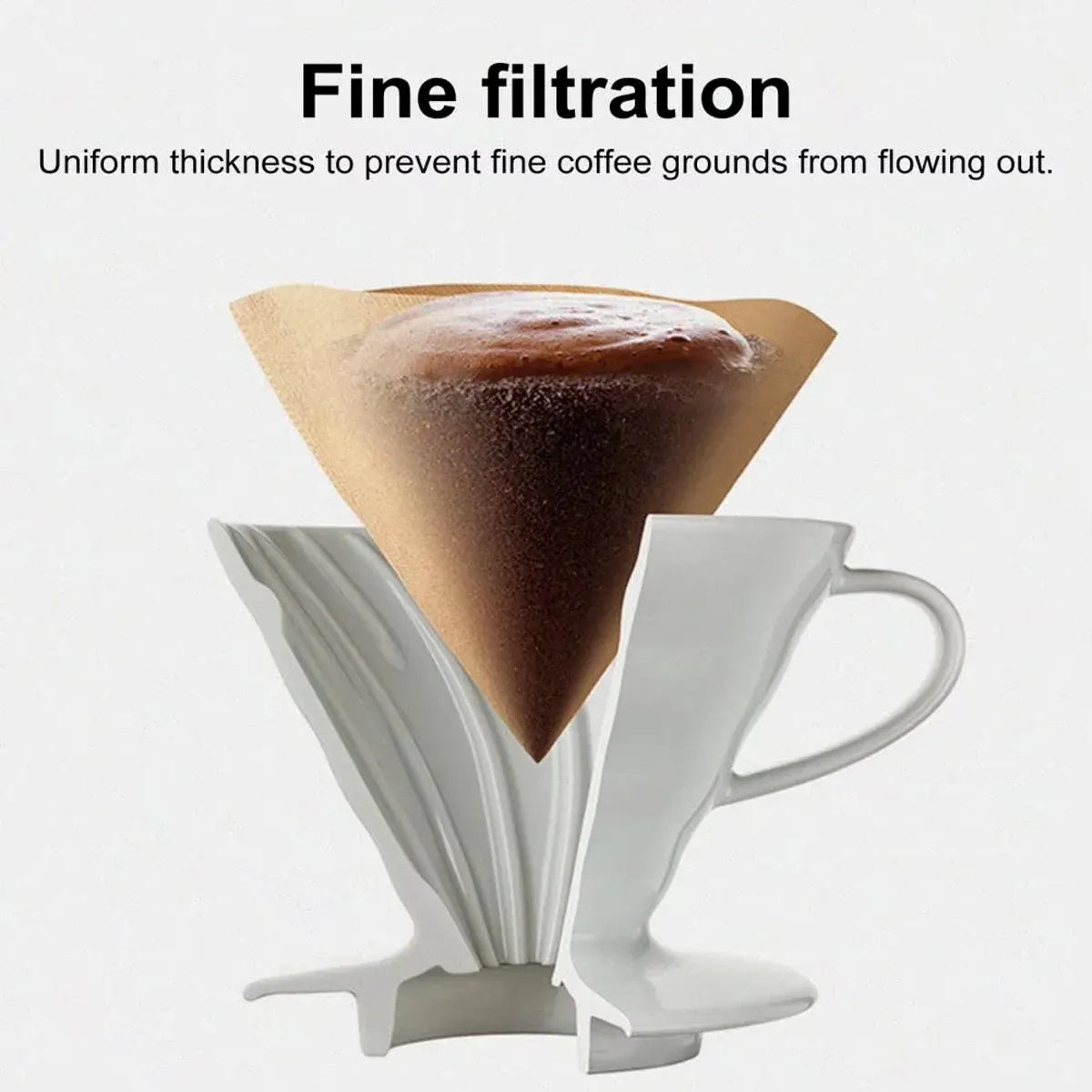 100PCS Coffee Filter Paper Drip Cone Funnel Handmade Filters for Coffee Machine - V02-100PCS