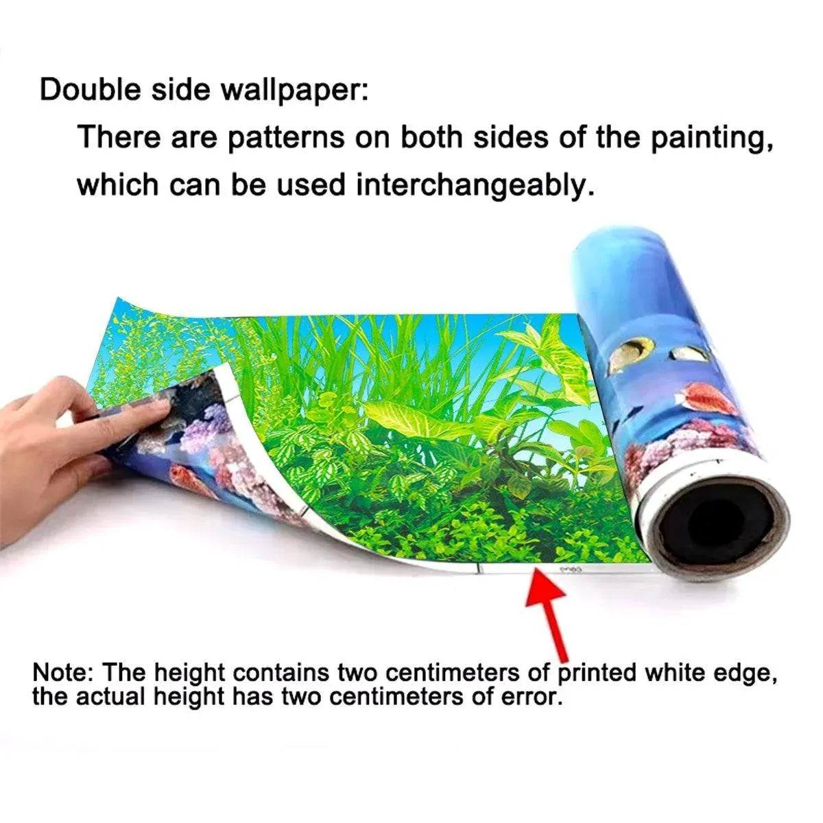 Aquarium Background Fish Tank Wallpaper Double Sided Decoration Sticker Paper - H-50cmx102cm