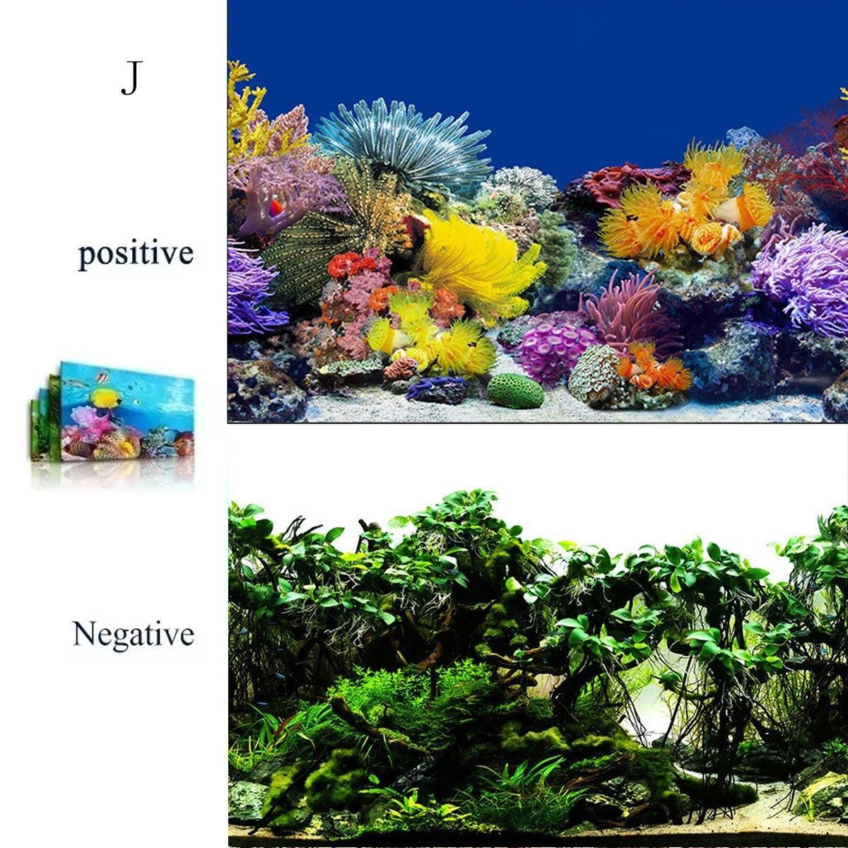 Aquarium Background Fish Tank Wallpaper Double Sided Decoration Sticker Paper - H-50cmx102cm