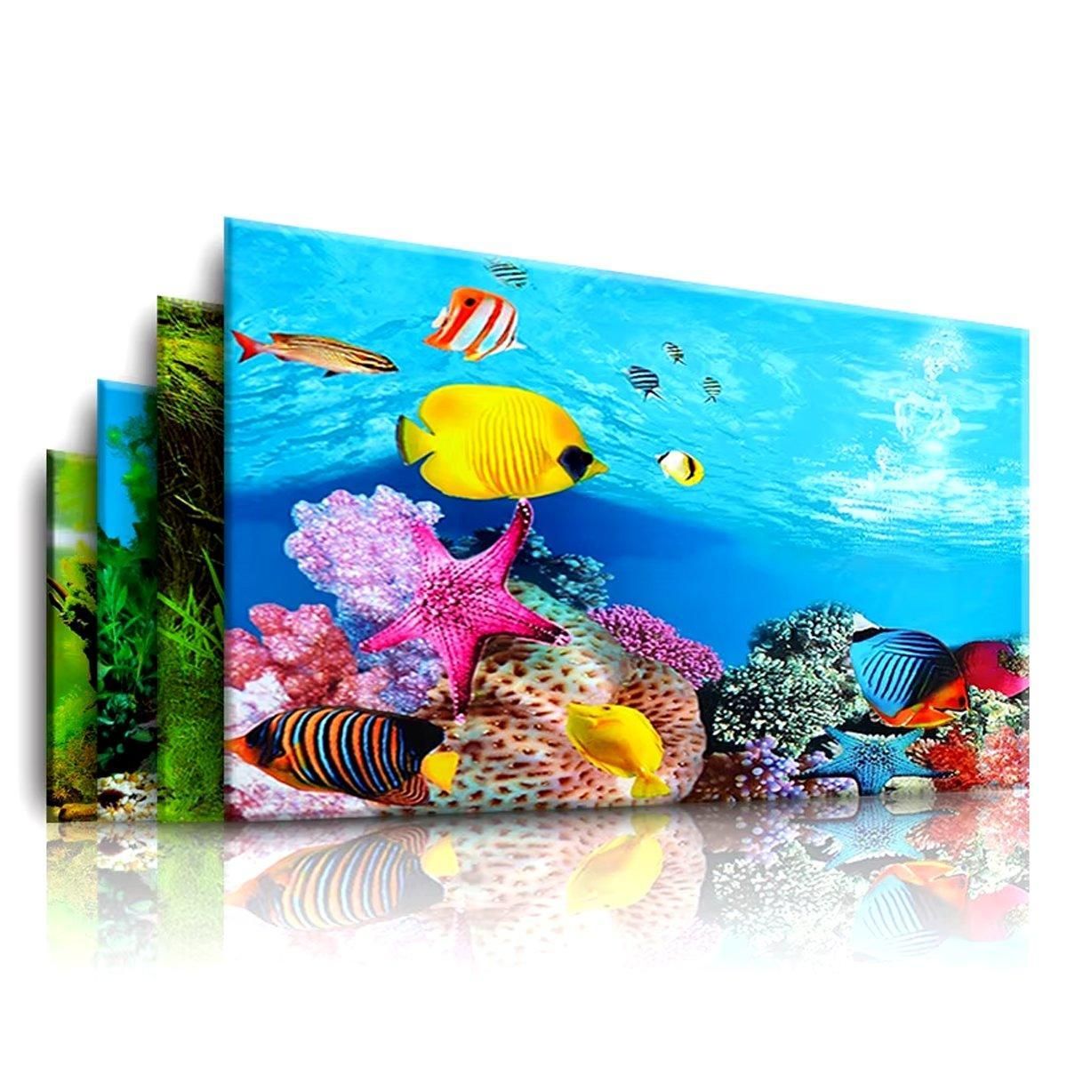 Aquarium Background Fish Tank Wallpaper Double Sided Decoration Sticker Paper - H-50cmx102cm