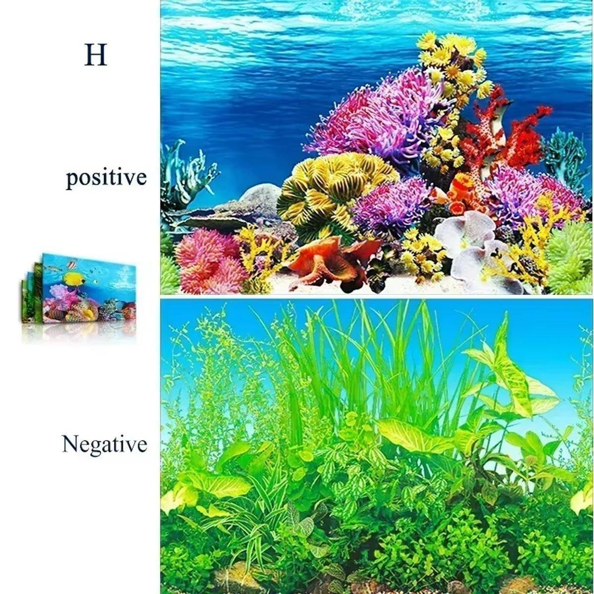 Aquarium Background Fish Tank Wallpaper Double Sided Decoration Sticker Paper - J-50cmx102cm