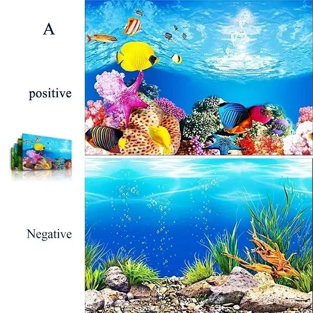 Aquarium Background Fish Tank Wallpaper Double Sided Decoration Sticker Paper - J-50cmx82cm