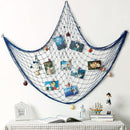 Fishing Net Decor DIY Beige/Blue Nautical Decorative Beach Mediterranean Party - Blue
