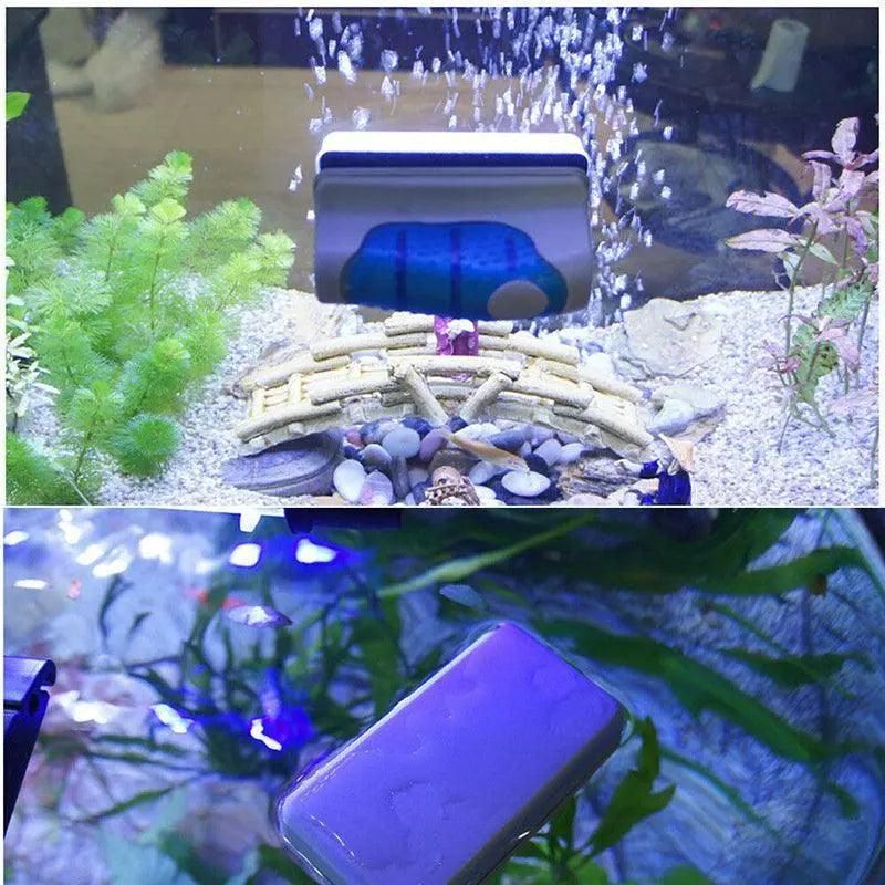 Aquarium Glass Cleaner Brush with Algae Magnet for Fish Tanks Cleaning - S