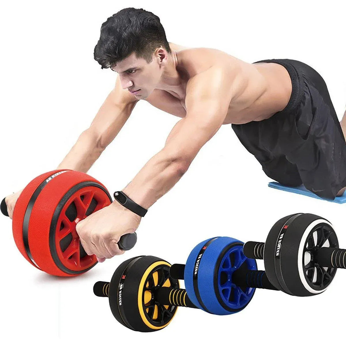 Abdominal Muscle Wheel Exercise Roller Fitness Equipment for Home Gym Men Women - Yellow