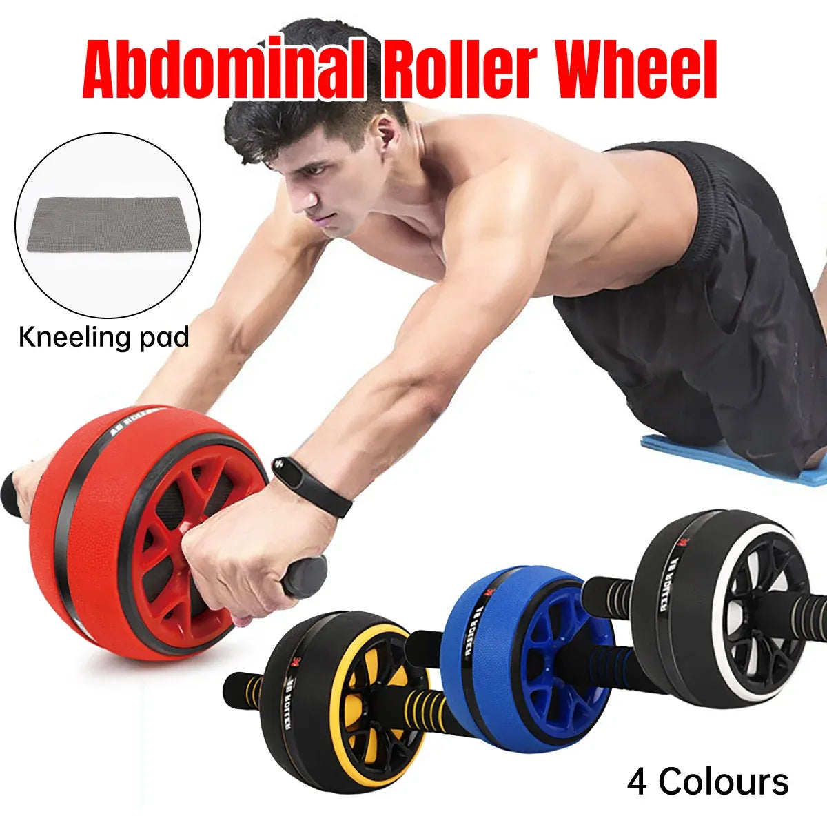 Abdominal Muscle Wheel Exercise Roller Fitness Equipment for Home Gym Men Women - Yellow
