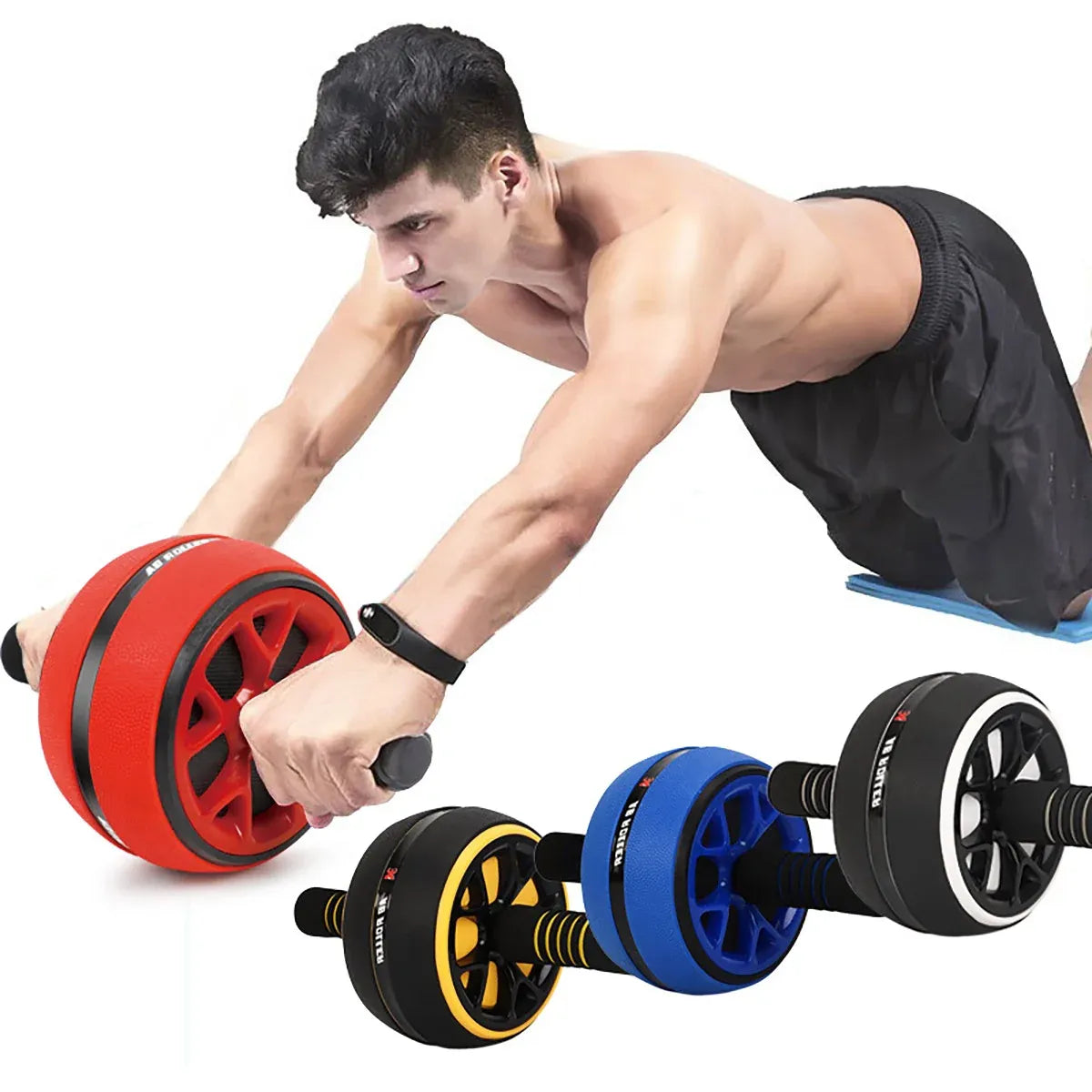 Abdominal Muscle Wheel Exercise Roller Fitness Equipment for Home Gym Men Women - Yellow