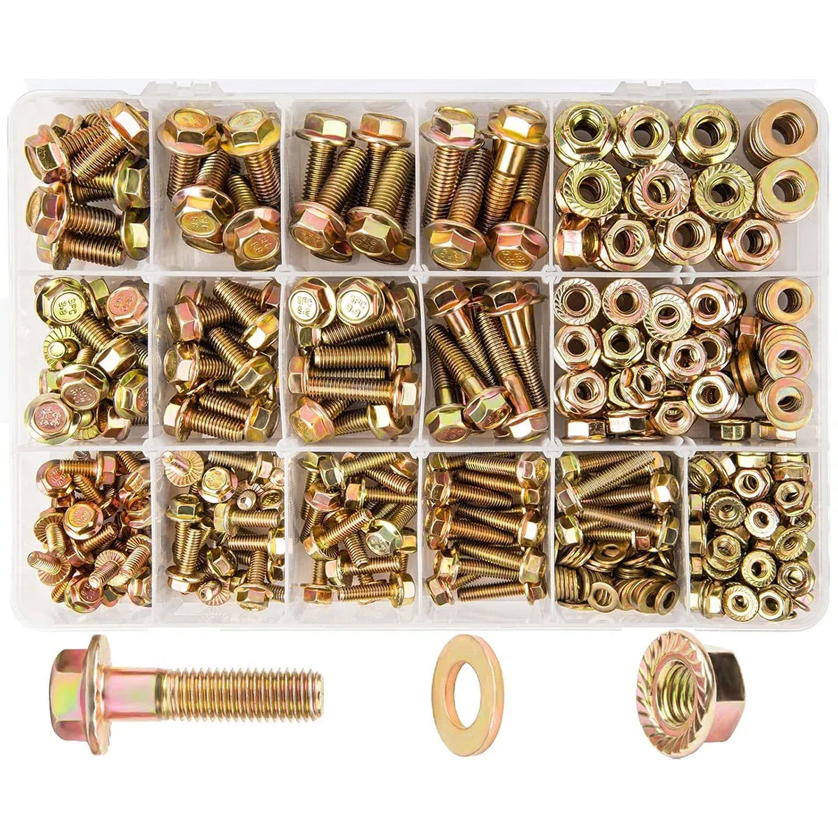 521pcs 8.8 Grade Zinc Plated Flange Bolt Nut Washer Assortment Kit M6 M8 M10