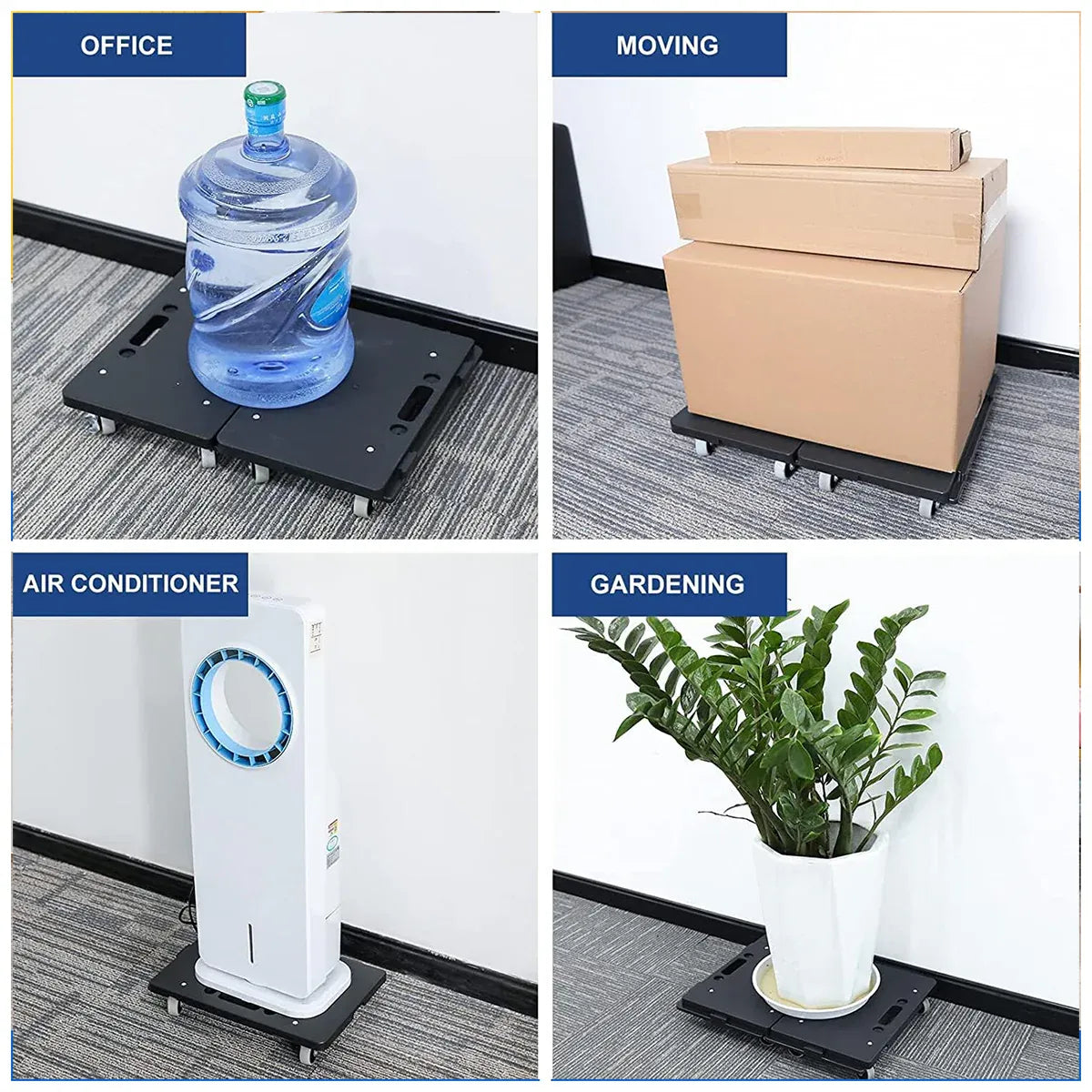 Heavy Duty Rolling Utility Cart for Office Warehouse Silent Portable Trolley
