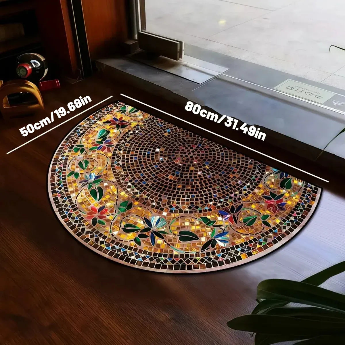 Semicircular Retro Stone Pattern Door Mat Dustproof Anti slip Entrance Carpet