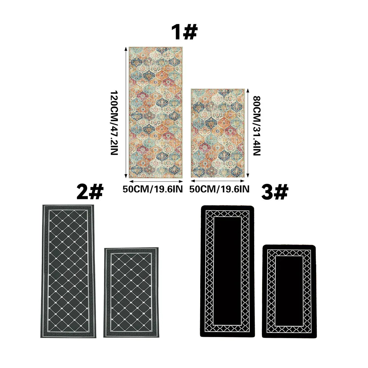 Household Floor Mats 2 Piece Set Non Slip Water Absorbent Dust-Proof Floor Mat - Pattern