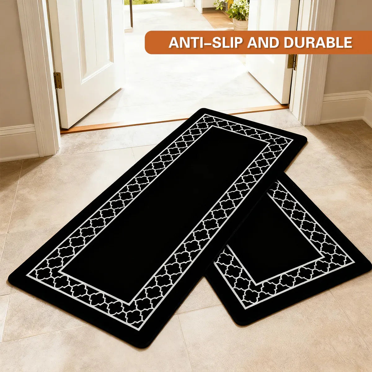 Household Floor Mats 2 Piece Set Non Slip Water Absorbent Dust-Proof Floor Mat - Pattern