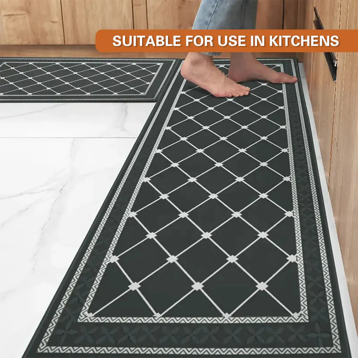 Household Floor Mats 2 Piece Set Non Slip Water Absorbent Dust-Proof Floor Mat - Pattern