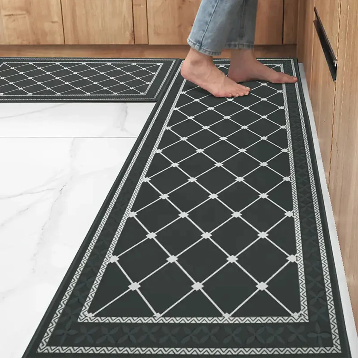 Household Floor Mats 2 Piece Set Non Slip Water Absorbent Dust-Proof Floor Mat - Pattern