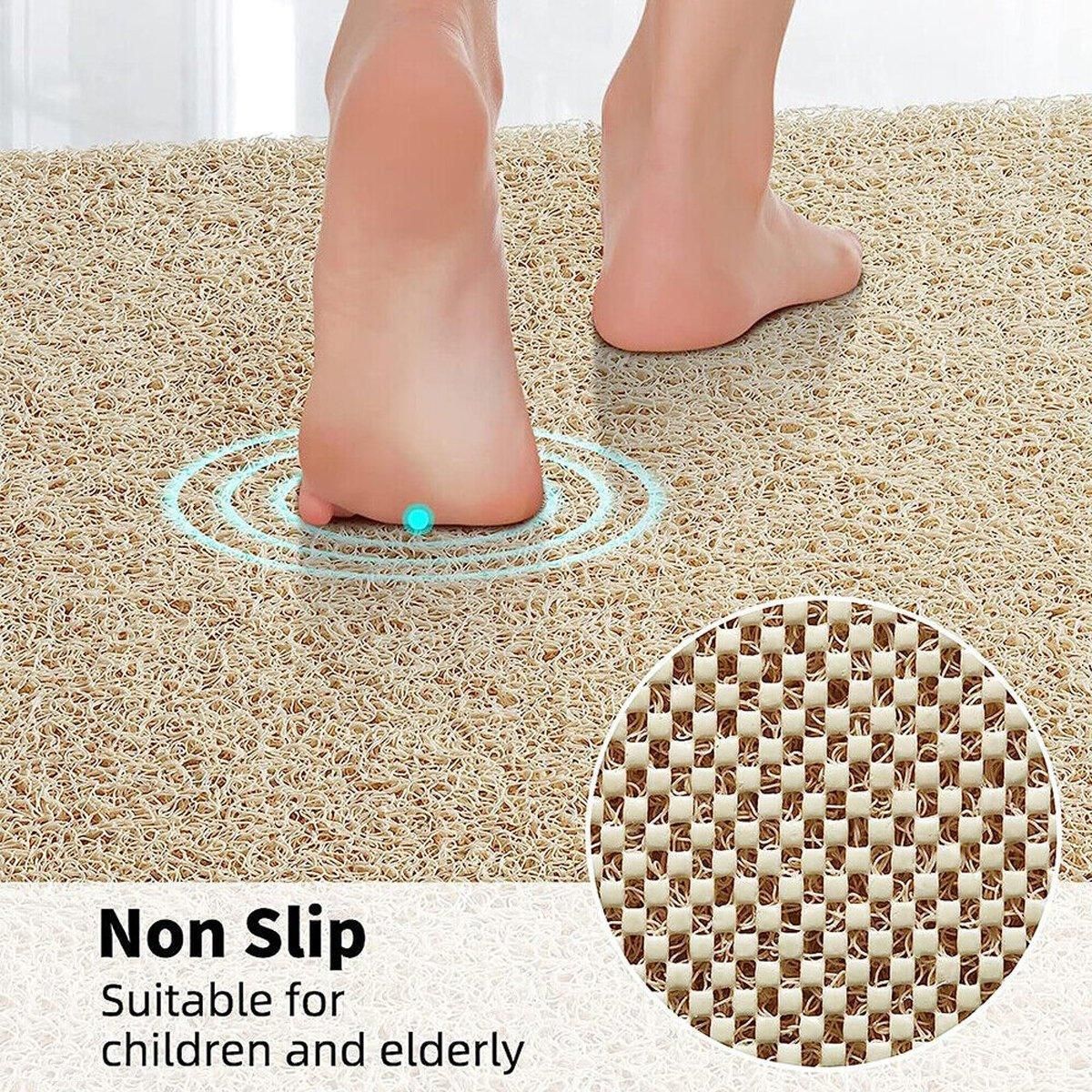 Waterproof Non-Slip Bathroom Shower Mat Anti-Slip Rug Toilet Floor Mat Washable - Cream-40*60cm