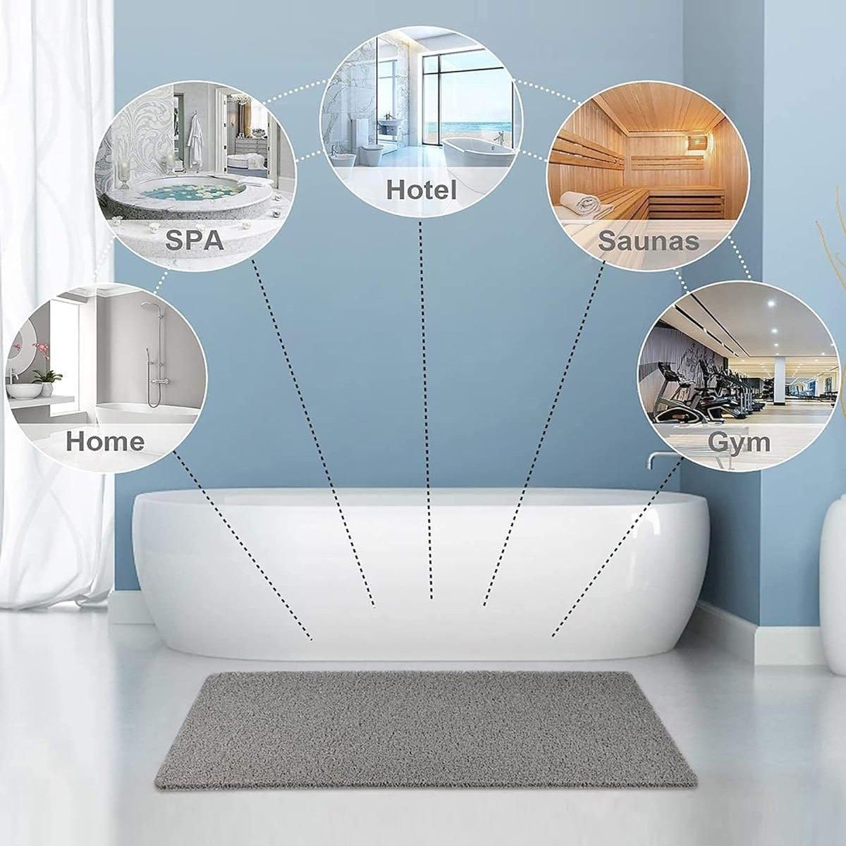 Waterproof Non-Slip Bathroom Shower Mat Anti-Slip Rug Toilet Floor Mat Washable - Cream-40*60cm