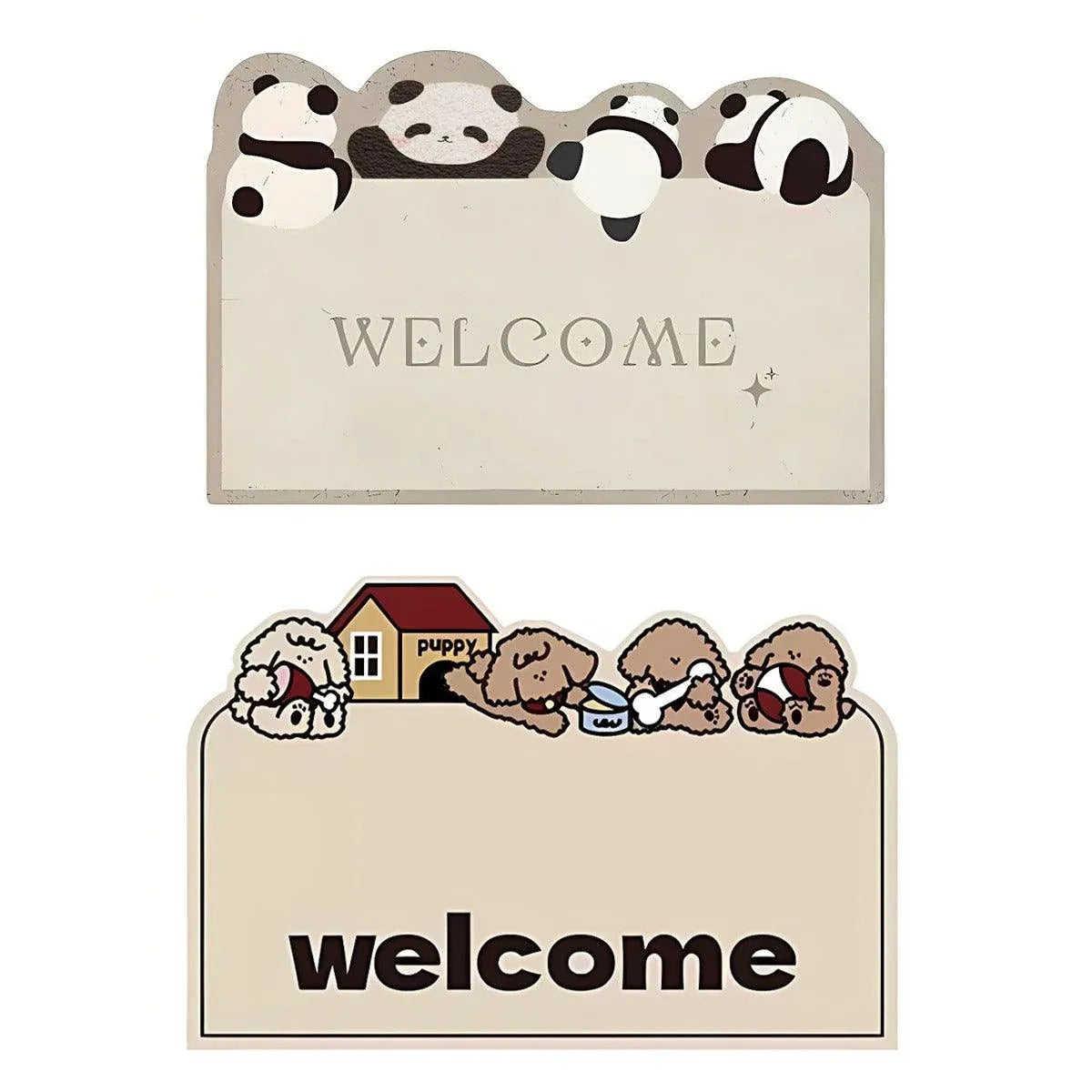 Cartoon Non Slip Household Silk Circle Floor Mat Durable Entryway Rug Can Be Cut - Dog