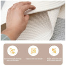 Cotton Floor Mat Oval Non Slip Carpet Household Soft Washable Rug for Bedroom - White