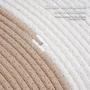 Cotton Floor Mat Oval Non Slip Carpet Household Soft Washable Rug for Bedroom - White