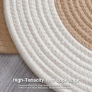 Cotton Floor Mat Oval Non Slip Carpet Household Soft Washable Rug for Bedroom - White