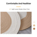 Cotton Floor Mat Oval Non Slip Carpet Household Soft Washable Rug for Bedroom - White