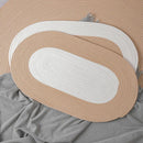 Cotton Floor Mat Oval Non Slip Carpet Household Soft Washable Rug for Bedroom - White