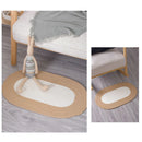 Cotton Floor Mat Oval Non Slip Carpet Household Soft Washable Rug for Bedroom - White