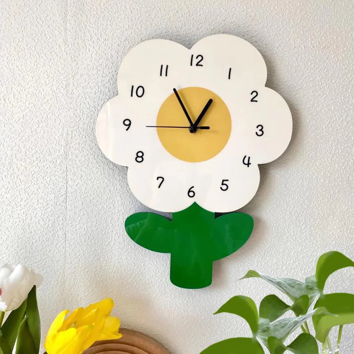 Flower Shape Wall Clock for Kitchen Living Room Bedroom Wall Decor Gift