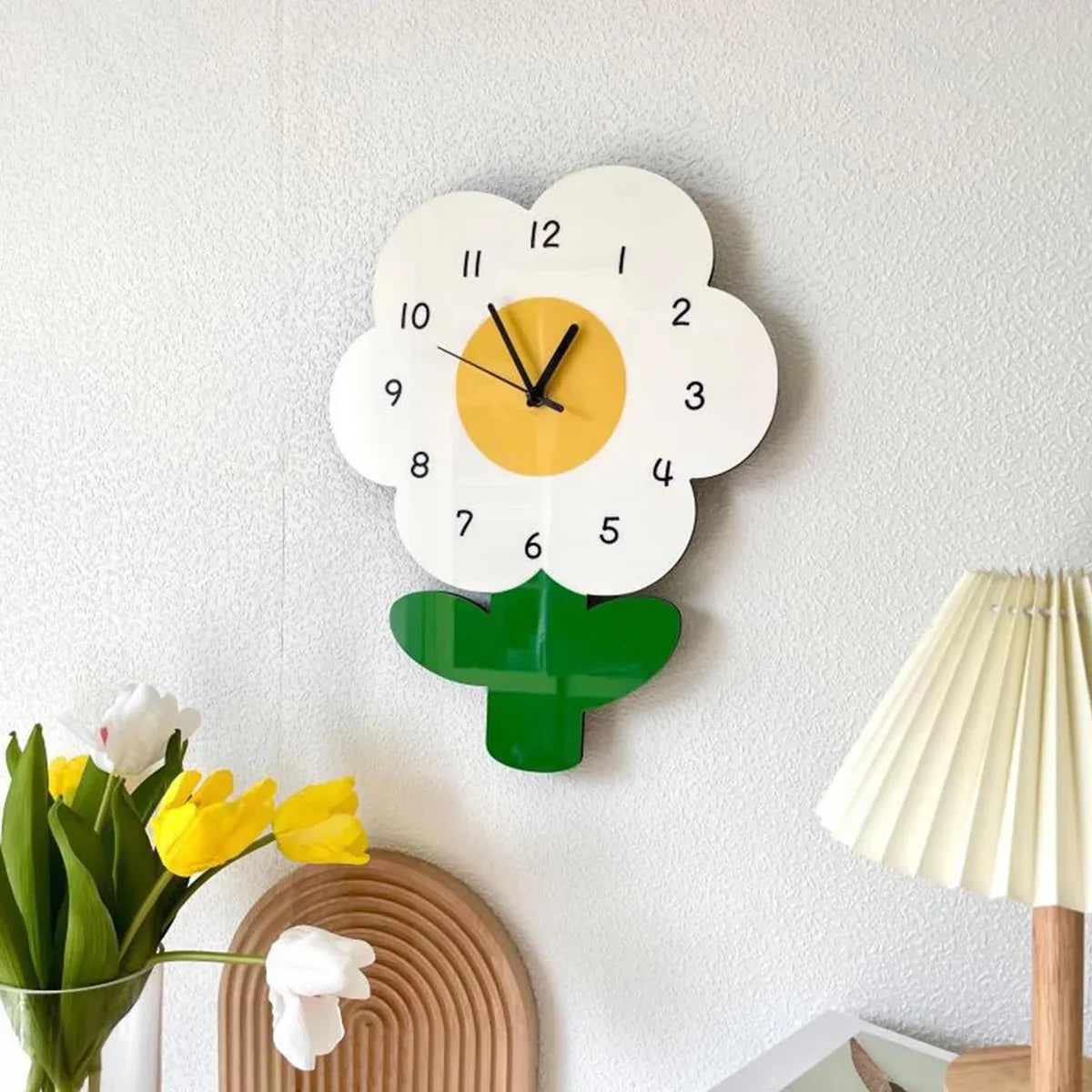 Flower Shape Wall Clock for Kitchen Living Room Bedroom Wall Decor Gift