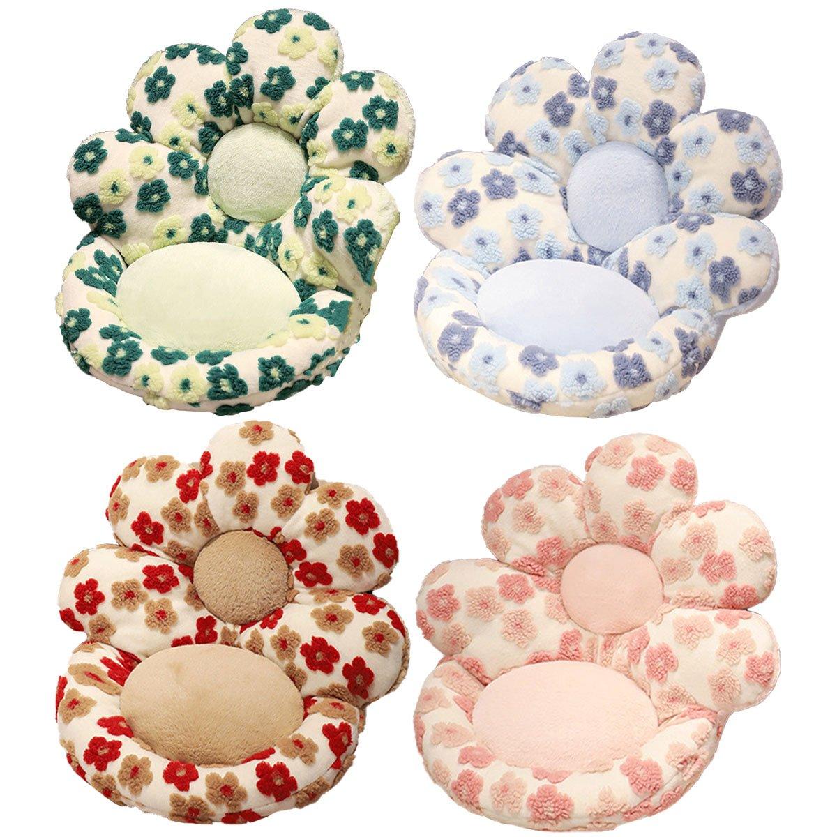 Cute Soft Seat Cushion Flower Shaped Lazy Sofa Pad for Office Chairs and Home Use - Green