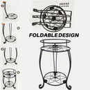 Foldable Plant Stand 2 Tier Metal Flower Shelf for Indoor Outdoor