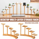 Bamboo Indoor Desktop Flower Stand for Living Room Office MultiTier Plant Holder - Square