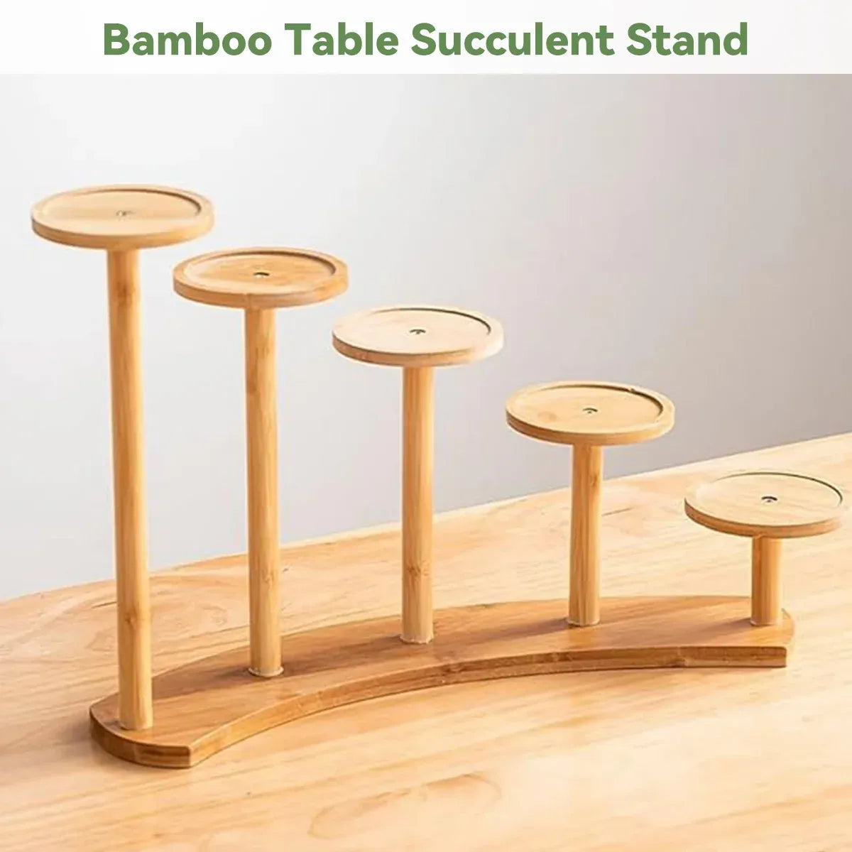 Bamboo Indoor Desktop Flower Stand for Living Room Office MultiTier Plant Holder - Round