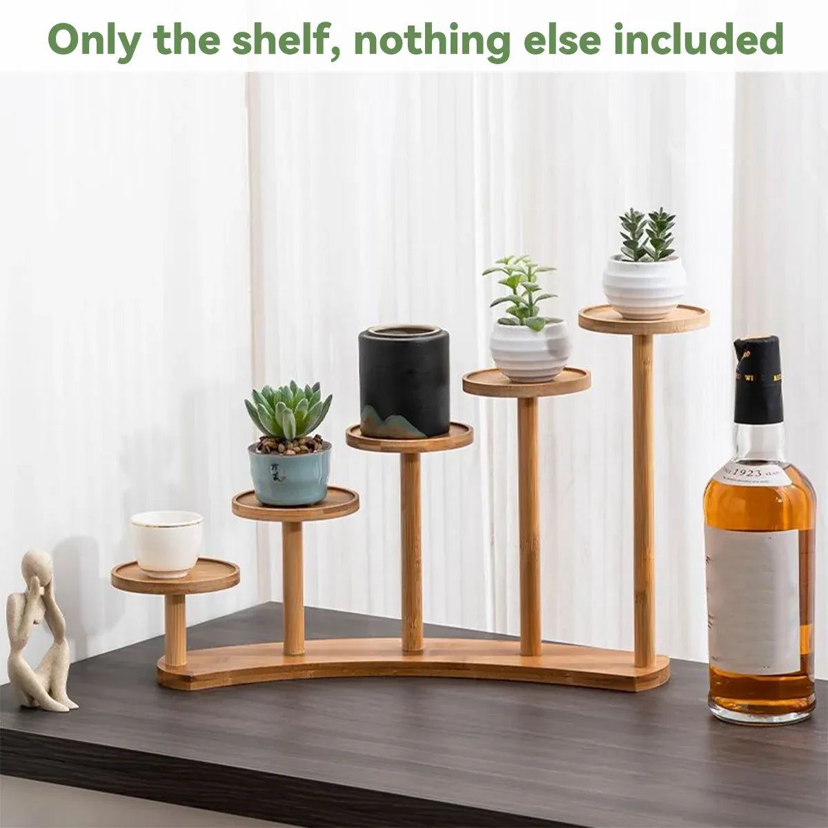 Bamboo Indoor Desktop Flower Stand for Living Room Office MultiTier Plant Holder - Round
